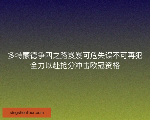 多特蒙德争四之路岌岌可危失误不可再犯全力以赴抢分冲击欧冠资格